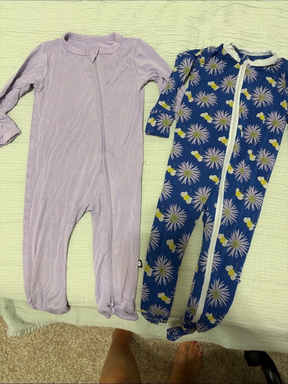 Kyte kickee pants Kids Lavender and Navy Floral One-Piece Sleepers